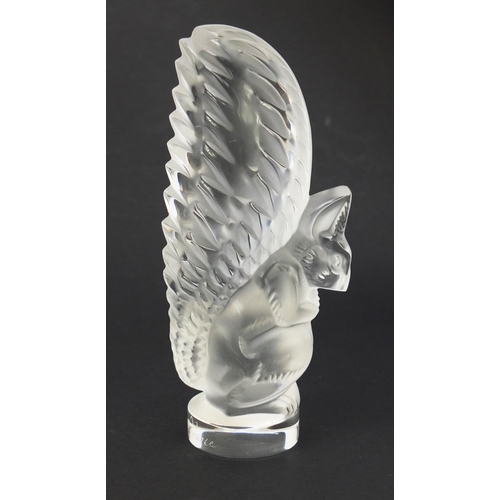 131 - Lalique frosted and clear glass squirrel paperweight, etched Lalique France, 11cm high