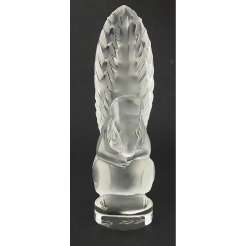 131 - Lalique frosted and clear glass squirrel paperweight, etched Lalique France, 11cm high