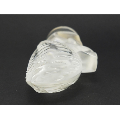 131 - Lalique frosted and clear glass squirrel paperweight, etched Lalique France, 11cm high