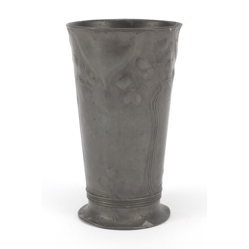 9 - Art Nouveau pewter vase by Orivit numbered 2109, 13cm high