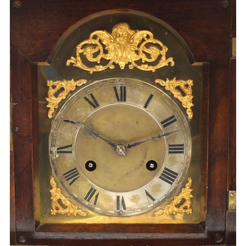 118 - 19th century German mahogany bracket clock striking on two gongs with Junghans movement, the brass f... 