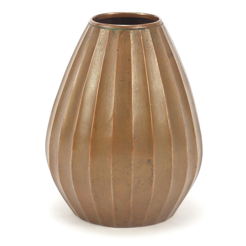 12 - French Art Deco copper vase by Jean Dunand, dated 1914, 9cm high