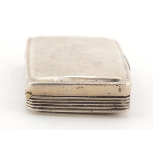30 - George III silver vinaigrette, the hinged lid with engraved decoration and gilt interior, W.B makers... 