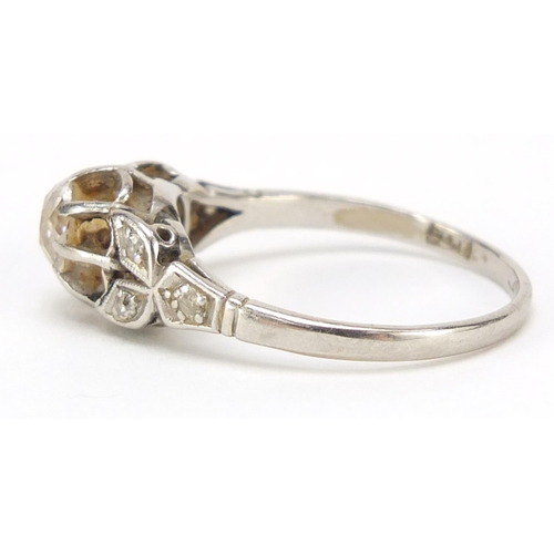 155 - Art Deco 18ct gold solitaire diamond ring, size O, 3.6g