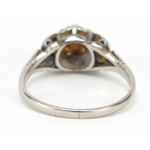 155 - Art Deco 18ct gold solitaire diamond ring, size O, 3.6g