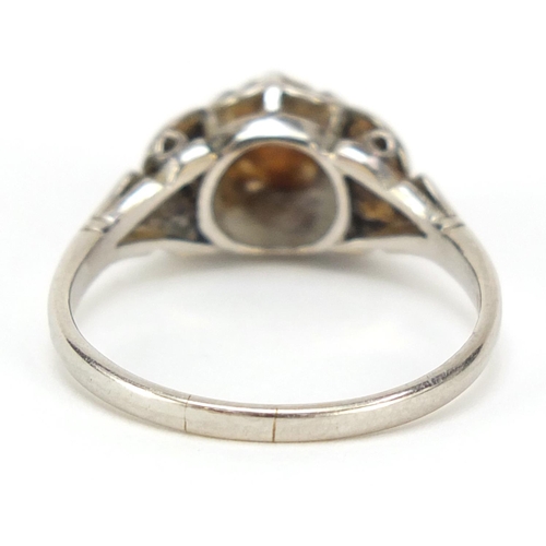 155 - Art Deco 18ct gold solitaire diamond ring, size O, 3.6g