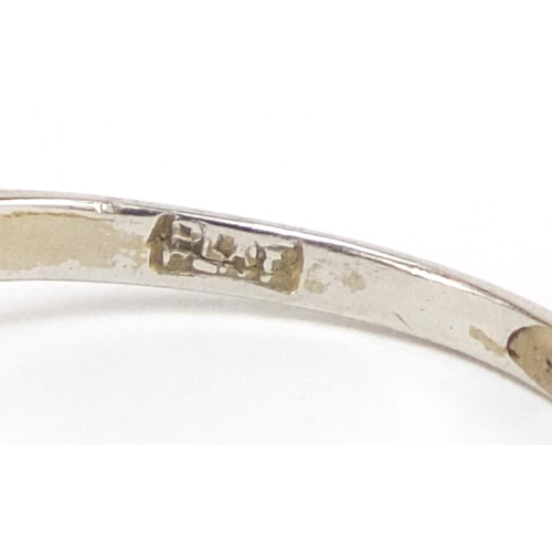 155 - Art Deco 18ct gold solitaire diamond ring, size O, 3.6g