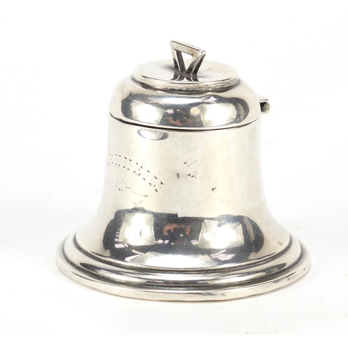 235 - Edward VII silver inkwell in the form of a ship's bell by Elkington & Co Ltd, Birmingham 1909, 6.5cm... 