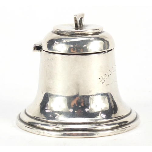 235 - Edward VII silver inkwell in the form of a ship's bell by Elkington & Co Ltd, Birmingham 1909, 6.5cm... 