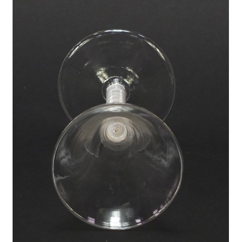 53 - 18th century wine glass with trumpet bowl and opaque twist stem, 16cm high