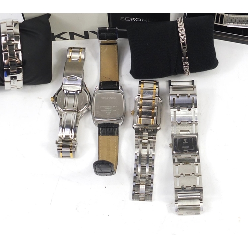 1990 - ** WITHDRAWN ** Ladies and gentlemen's wristwatches including a silver Rotary, DKNY, Sekonda and Pul... 