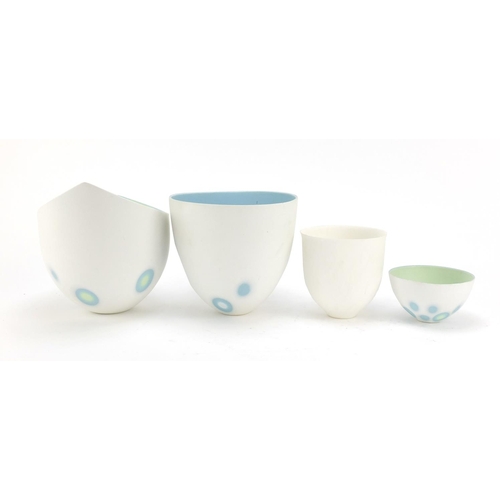 177 - Three Sasha Wardell studio pottery vases and a bowl, the largest 16.5cm high