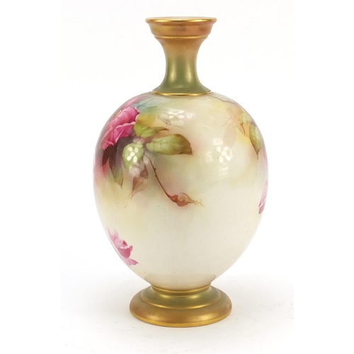 86 - William E Jarmin for Royal Worcester porcelain vase hand painted with flowers, 27cm high