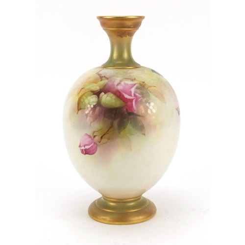 86 - William E Jarmin for Royal Worcester porcelain vase hand painted with flowers, 27cm high