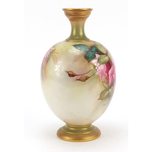 86 - William E Jarmin for Royal Worcester porcelain vase hand painted with flowers, 27cm high