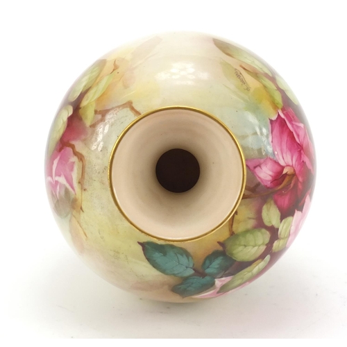 86 - William E Jarmin for Royal Worcester porcelain vase hand painted with flowers, 27cm high