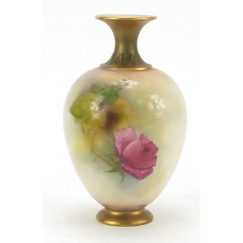 88 - Royal Worcester porcelain vase hand painted with flowers, 17.5cm high