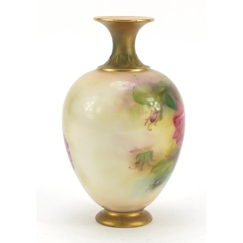 88 - Royal Worcester porcelain vase hand painted with flowers, 17.5cm high