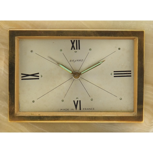 198 - Art Deco Bayard onyx clock with Roman numerals, 23cm wide