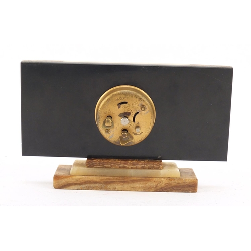 198 - Art Deco Bayard onyx clock with Roman numerals, 23cm wide