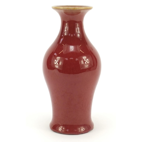 569 - Chinese porcelain vase having a sang de boeuf glaze, 22cm high