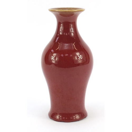 569 - Chinese porcelain vase having a sang de boeuf glaze, 22cm high