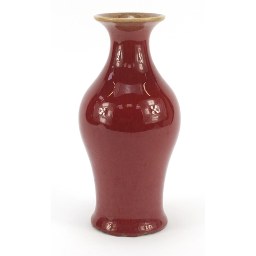 569 - Chinese porcelain vase having a sang de boeuf glaze, 22cm high