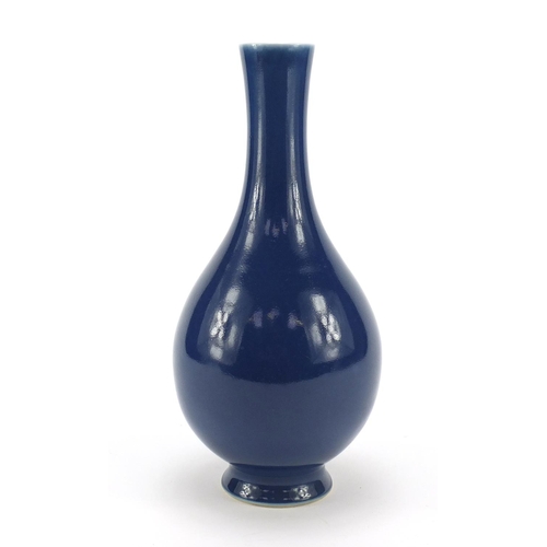 219 - Chinese porcelain vase having a blue glaze, six figure character marks to the base, 26cm high