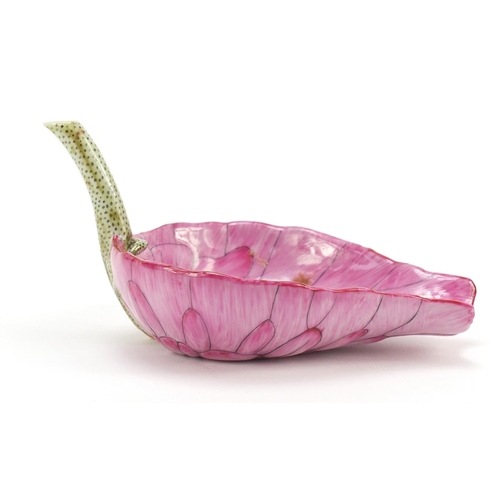 287 - Chinese famille rose porcelain libation cup in the form of an open lotus flower, 16cm in length