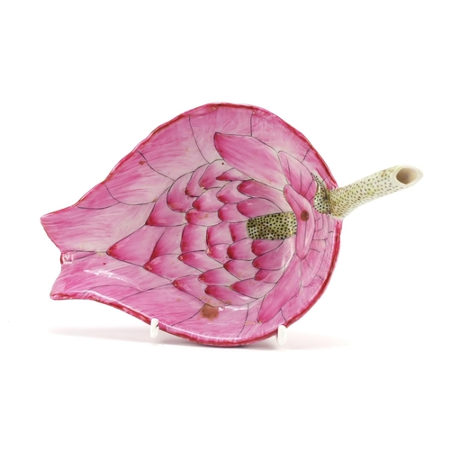 287 - Chinese famille rose porcelain libation cup in the form of an open lotus flower, 16cm in length