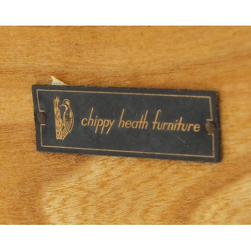 1308 - Chippy Heath, Ercol design light elm telephone seat table, 66cm H x 87cm W x 46cm D