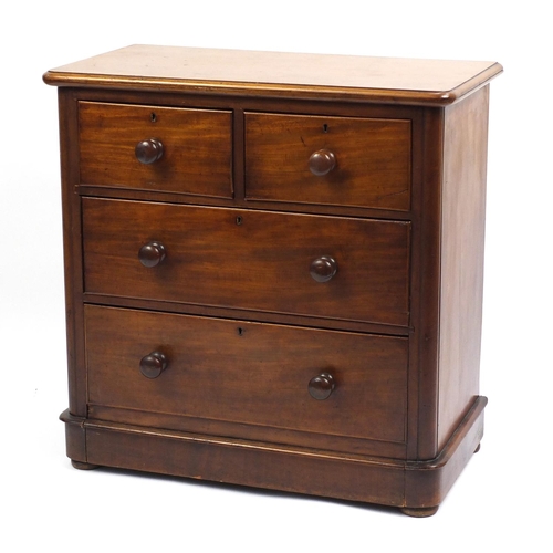 1321 - Victorian mahogany four drawer chest, 90cm H x 90cm W x 50cm D