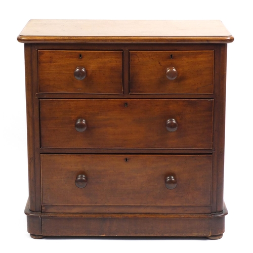 1321 - Victorian mahogany four drawer chest, 90cm H x 90cm W x 50cm D