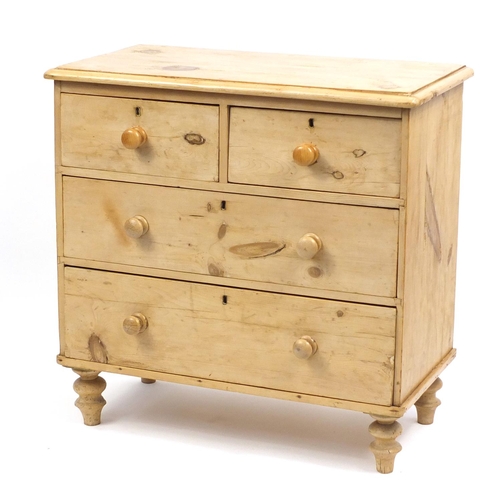 1334 - Victorian pine four drawer chest, 86cm H x 88cm W x 46cm D