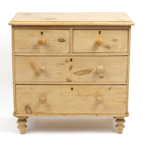 1334 - Victorian pine four drawer chest, 86cm H x 88cm W x 46cm D