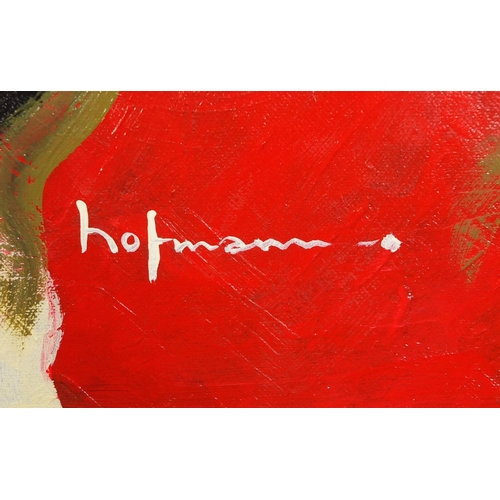 202 - After Hans Hofmann - Abstract composition, oil on canvas, mounted and framed, 59cm x 49.5cm excludin... 