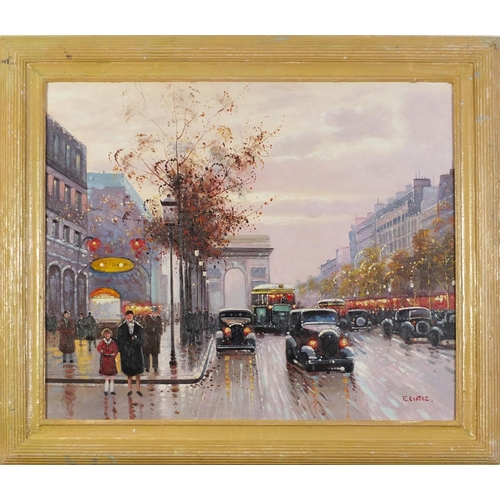 466 - Parisian street scene, French Impressionist oil on board, framed, 59.5cm x 49.5cm excluding the fram... 