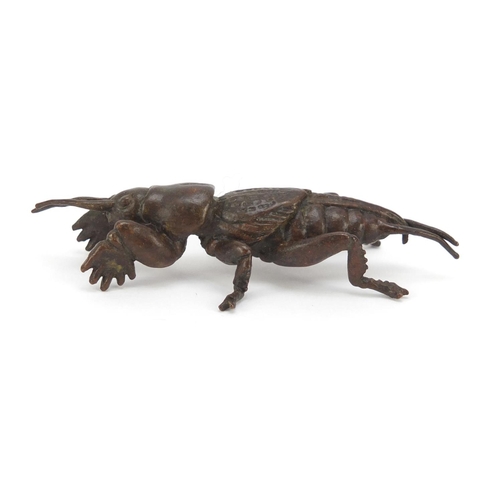 1994 - Japanese patinated bronze insect, impressed character marks to the underside, 7cm in length