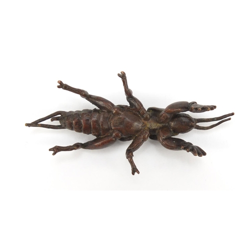 1994 - Japanese patinated bronze insect, impressed character marks to the underside, 7cm in length