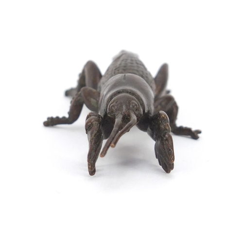 1994 - Japanese patinated bronze insect, impressed character marks to the underside, 7cm in length