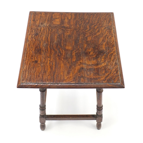 146 - Waring & Gillow oak occasional table, possibly a salesman's sample, plaque to the underside, numbere... 