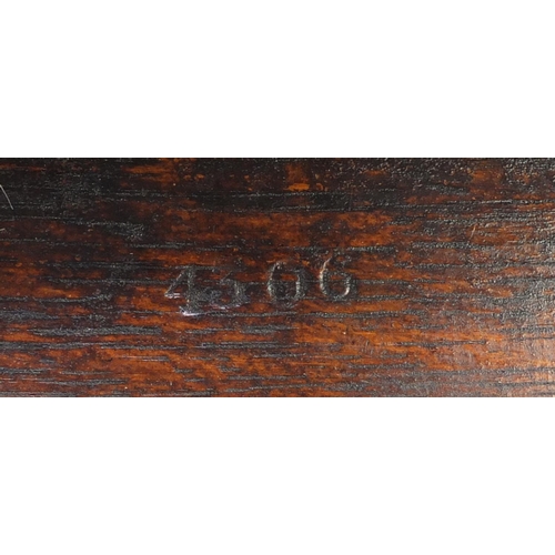 146 - Waring & Gillow oak occasional table, possibly a salesman's sample, plaque to the underside, numbere... 