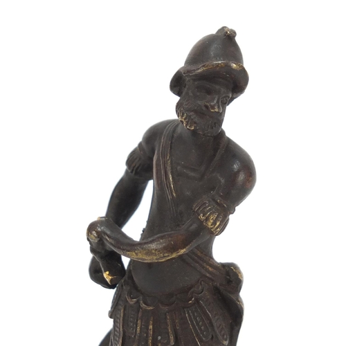 1993 - Patinated bronze figure of a Roman gladiator, 11.5cm high