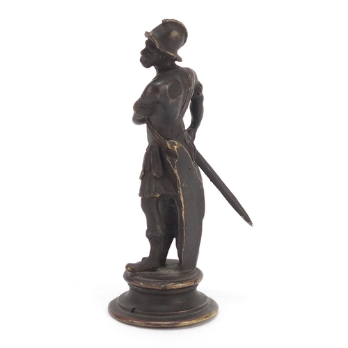 1993 - Patinated bronze figure of a Roman gladiator, 11.5cm high