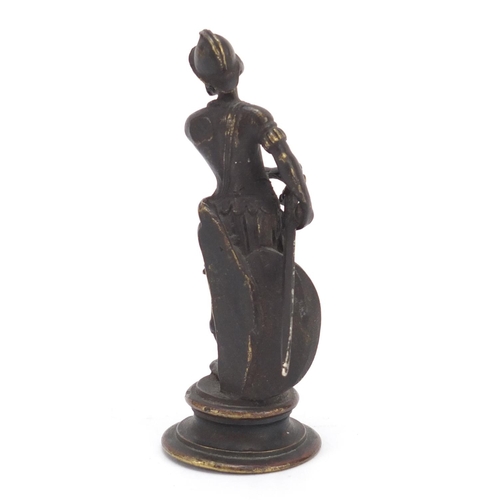 1993 - Patinated bronze figure of a Roman gladiator, 11.5cm high