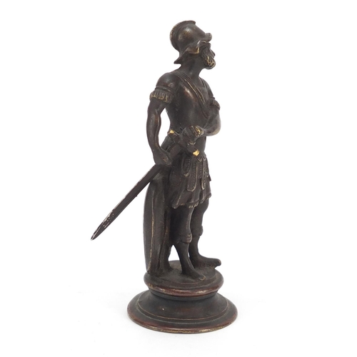 1993 - Patinated bronze figure of a Roman gladiator, 11.5cm high