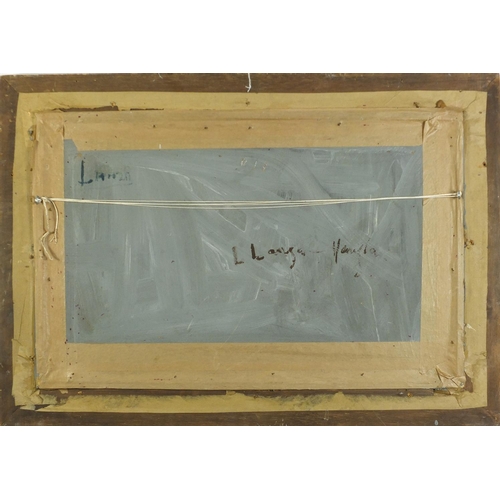 117 - Manner of Luigi Lanza - Venetian Scene, Italian school oil on board, mounted and framed, 73cm x 45cm