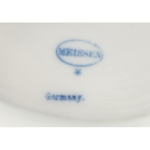 740 - Meissen porcelain twin handled sauceboat hand painted  in the Blue Onion pattern, 23cm wide