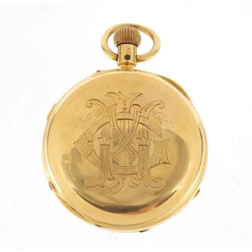 11 - Gentlemen's 18ct gold open face chronograph pocket watch, the movement numbered 241799, 50.5mm in di... 