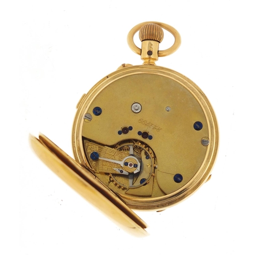 11 - Gentlemen's 18ct gold open face chronograph pocket watch, the movement numbered 241799, 50.5mm in di... 